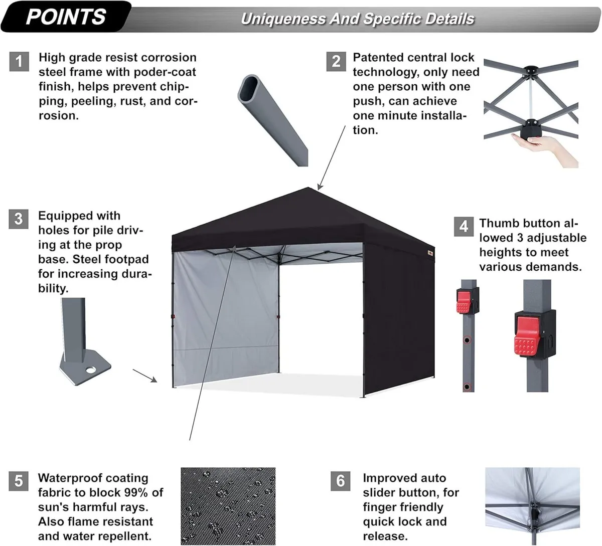 3x3M Pop up Gazebo With Two Side Panels Upgraded - Image 4