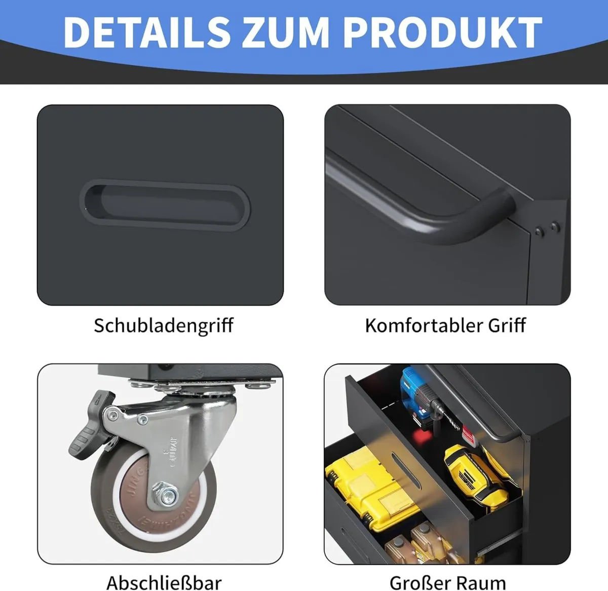 Metal Storage Cabinet with Wheels Rolling Tool - Image 4