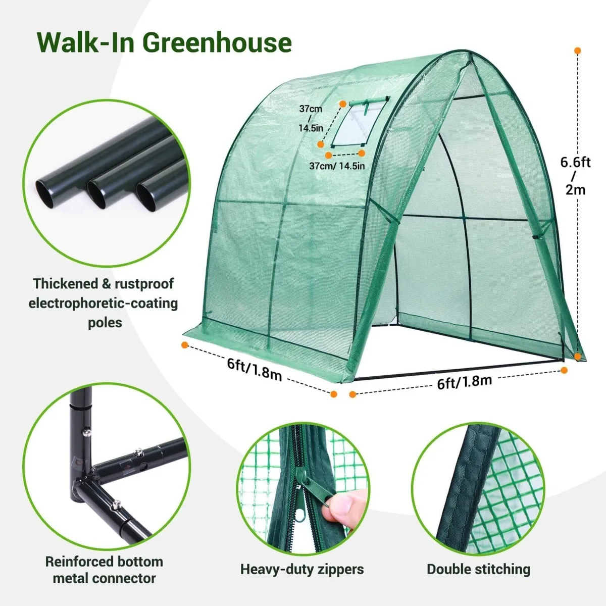Polytunnel Greenhouse Outdoor: 180x180x200 cm - Image 2