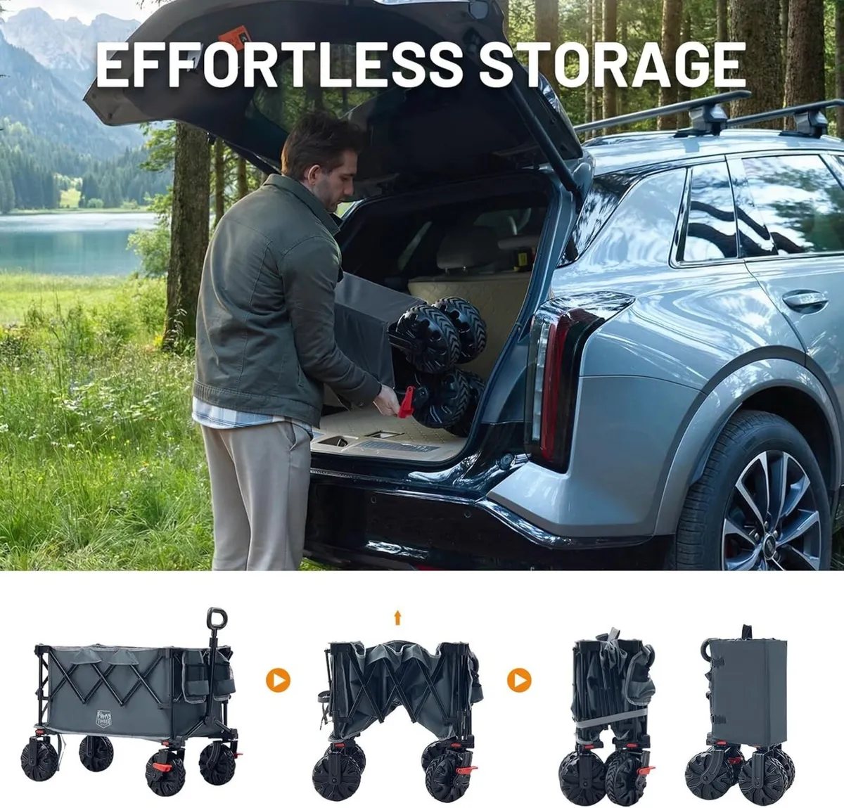 Folding Festival Trolley on Wheels 250L Foldable - Image 4