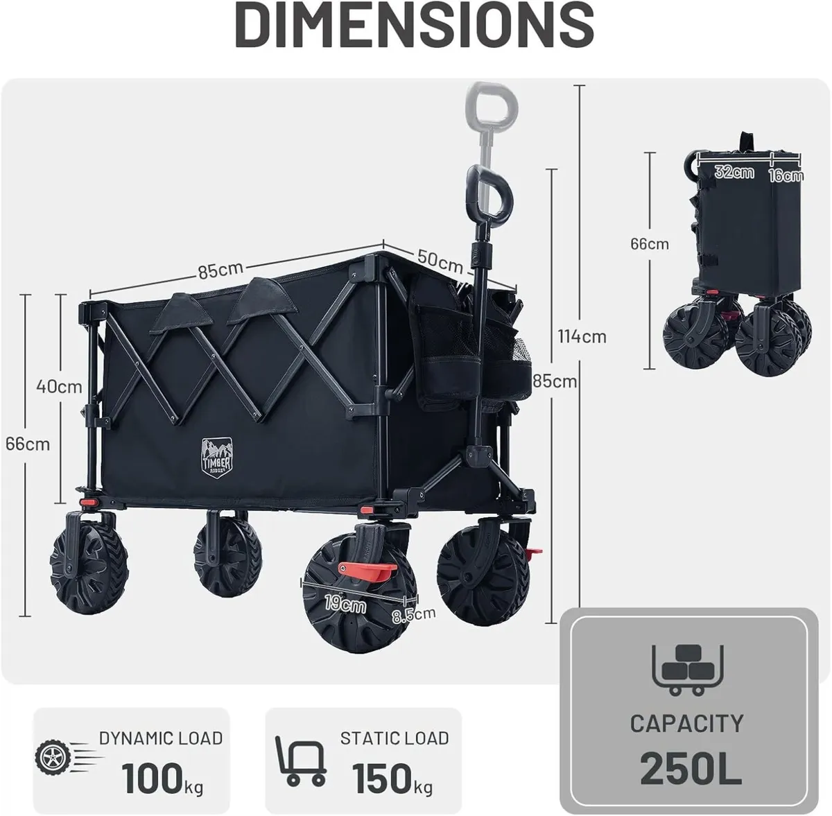 Folding Festival Trolley on Wheels 250L Foldable - Image 3
