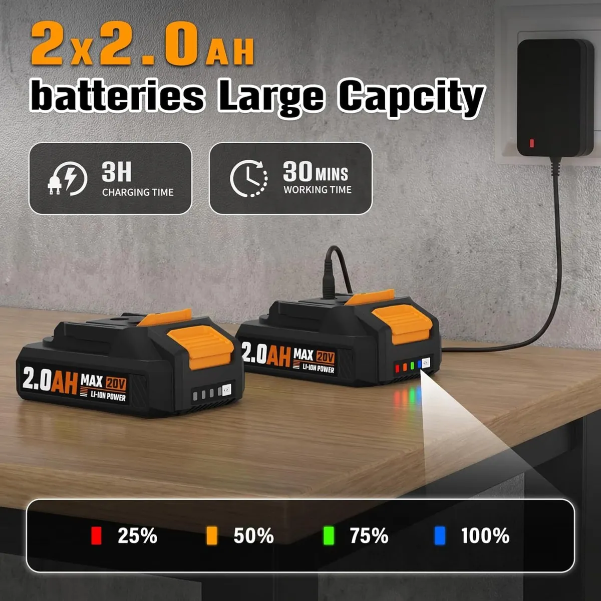 Cordless Strimmer with 2 X 2.0Ah Battery and - Image 3