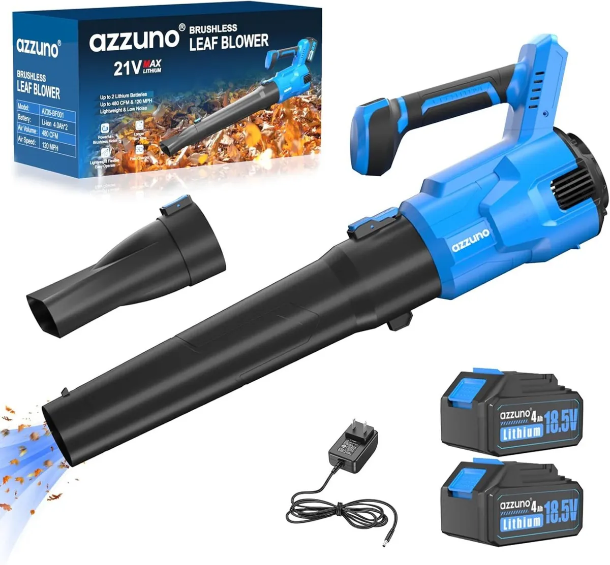 Cordless Brushless Leaf Blower with 2 x 4000mAh - Image 1