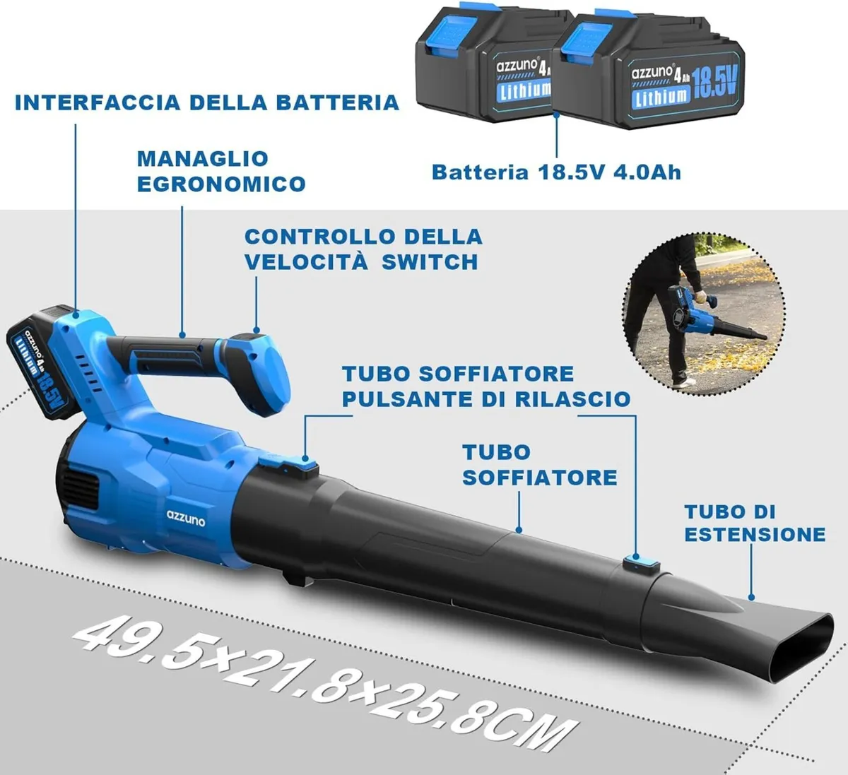 Cordless Brushless Leaf Blower with 2 x 4000mAh - Image 3