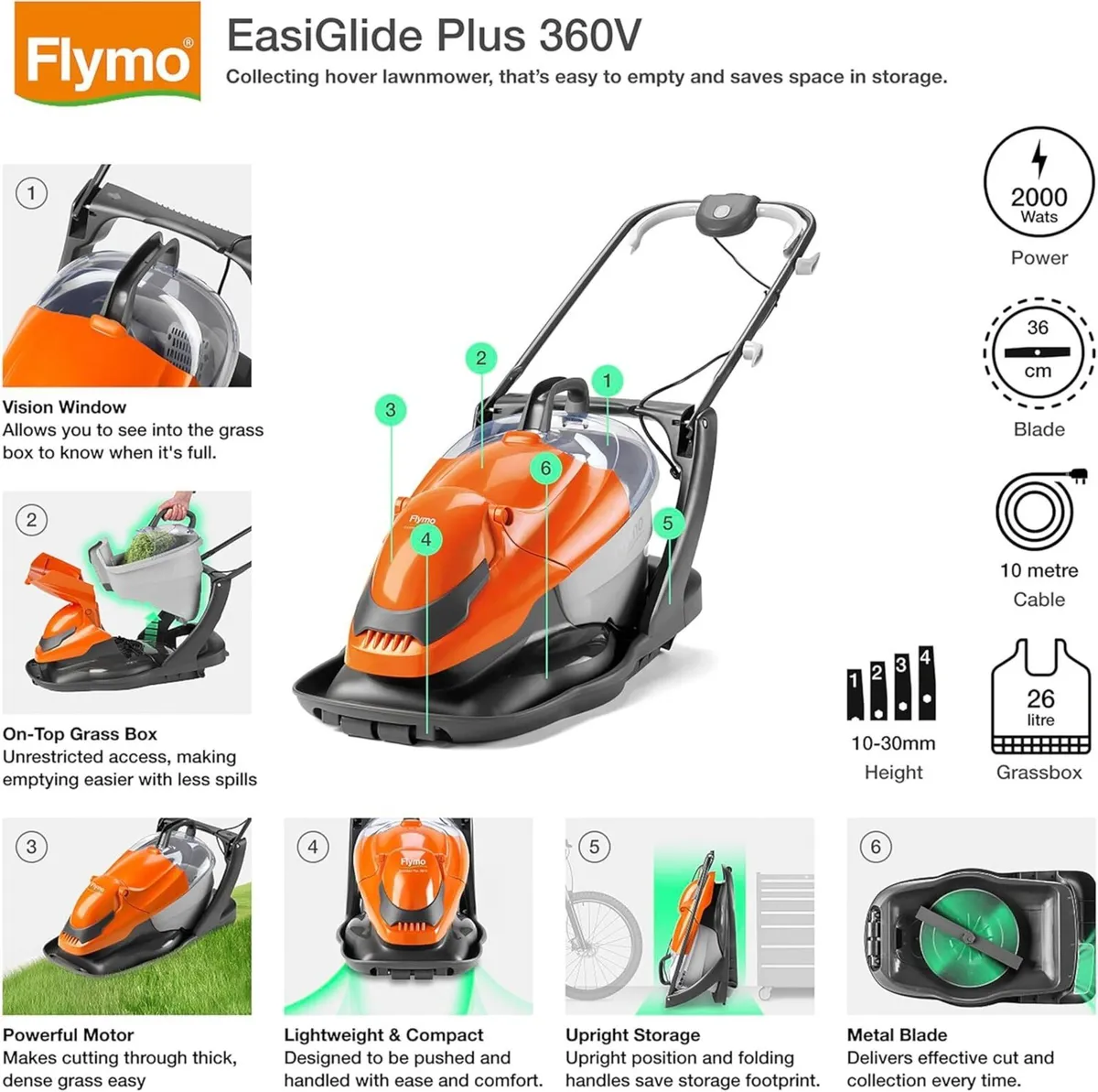 EasiGlide Plus 360V Hover Collect Lawn Mower - - Image 3