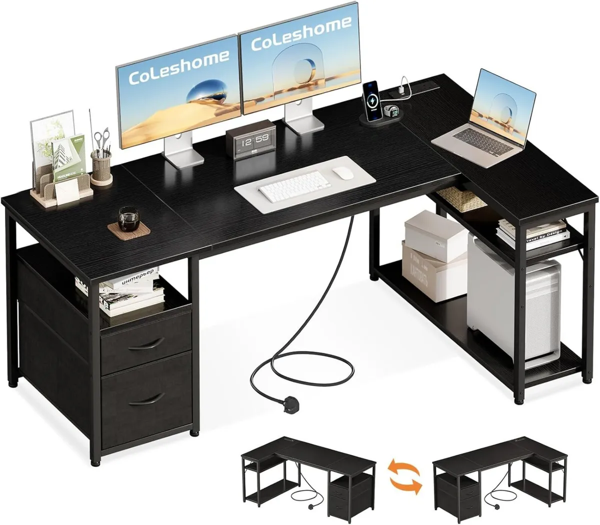 Computer Desk with Drawers 140x80 cm Corner - Image 1