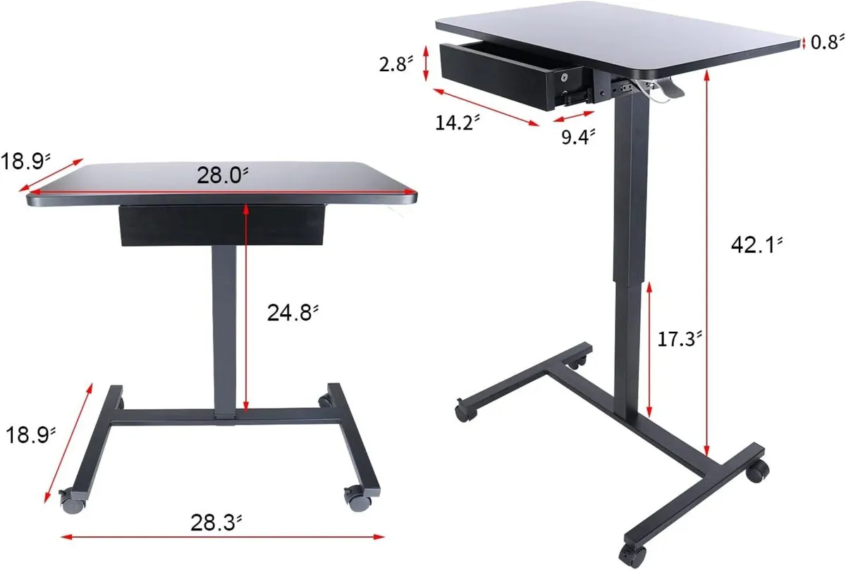Mobile Laptop Standing Desk Height Adjustable - Image 3