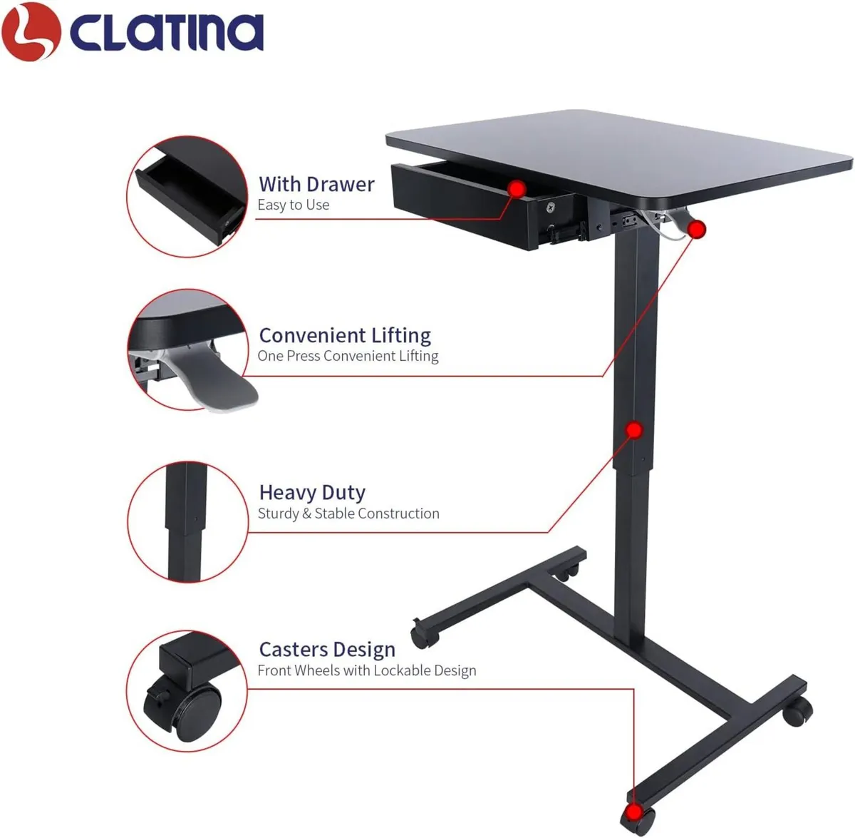 Mobile Laptop Standing Desk Height Adjustable - Image 4