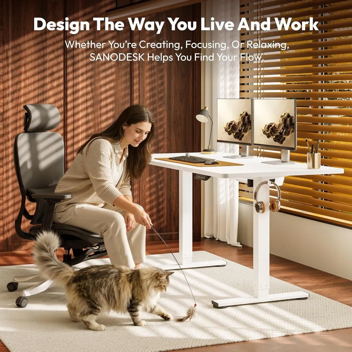 QS1+140 x 60 Electric Standing Desk Height - Image 2