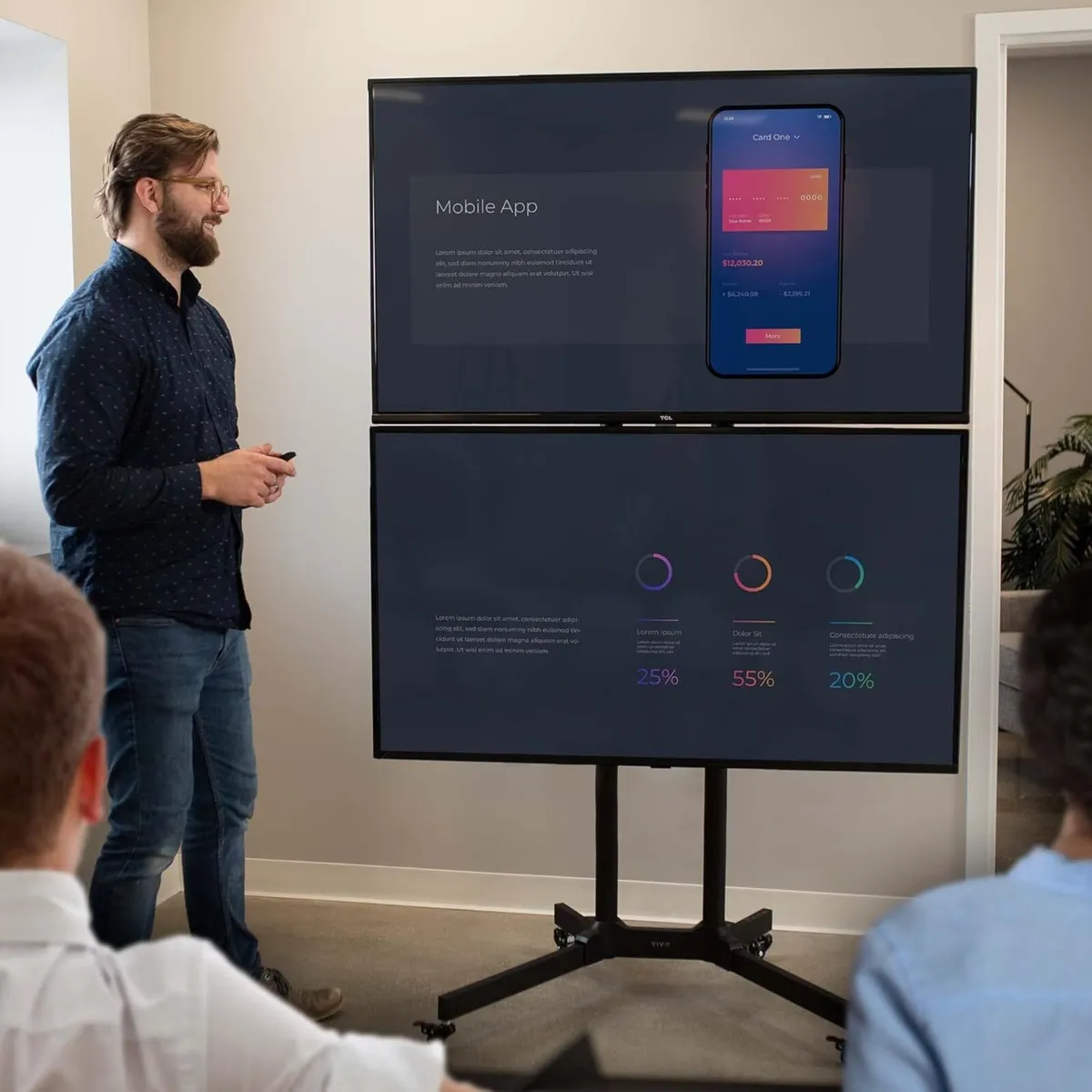 Mobile TV Cart for 32 to 65 inch Dual Screens up - Image 2