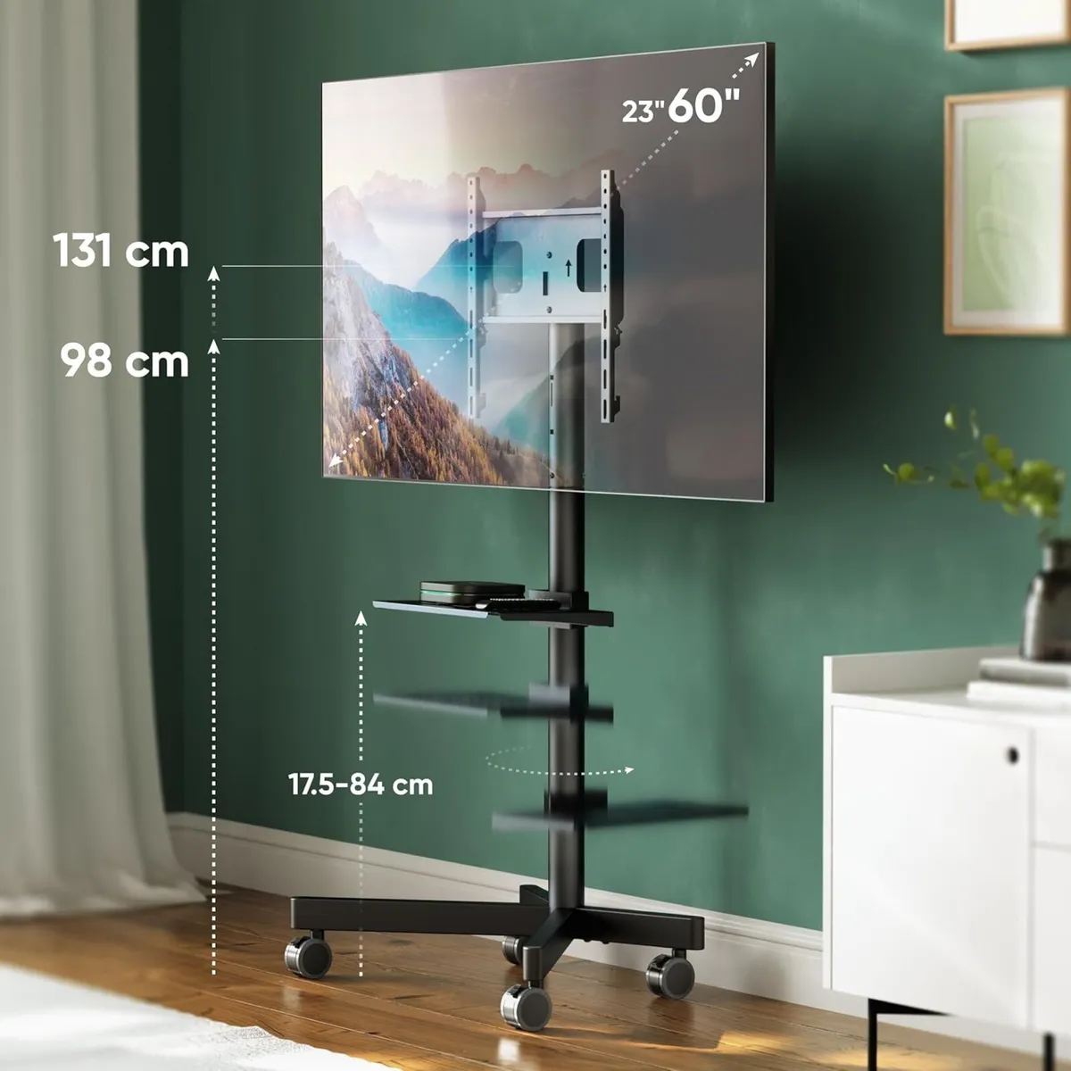Mobile TV Stand on Wheels for 23-60 Inch Screens - Image 3