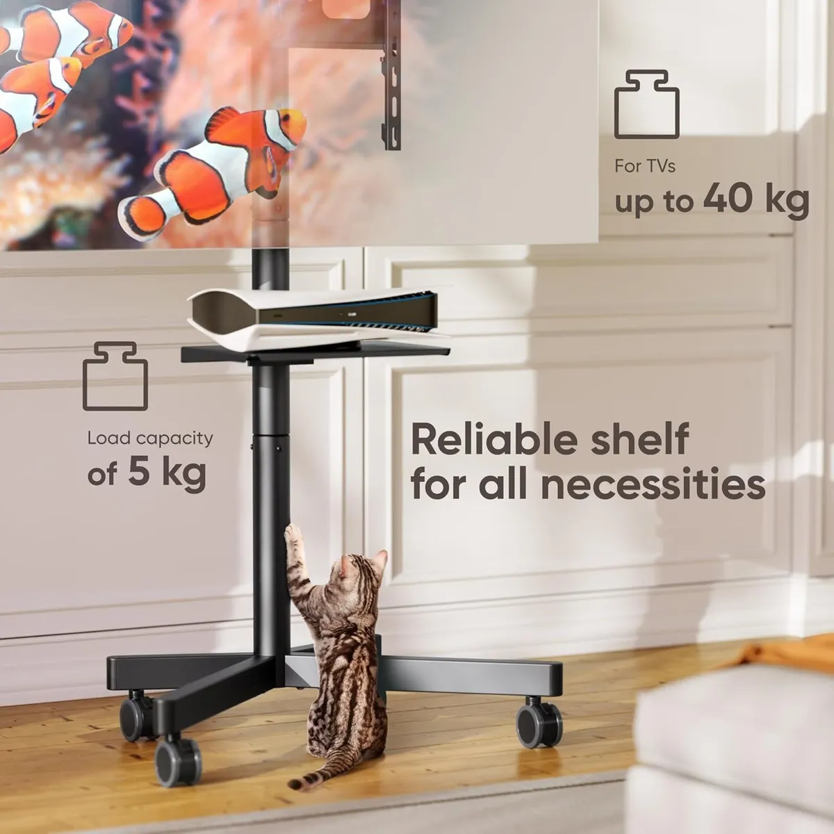 Mobile TV Stand on Wheels for 23-60 Inch Screens - Image 2