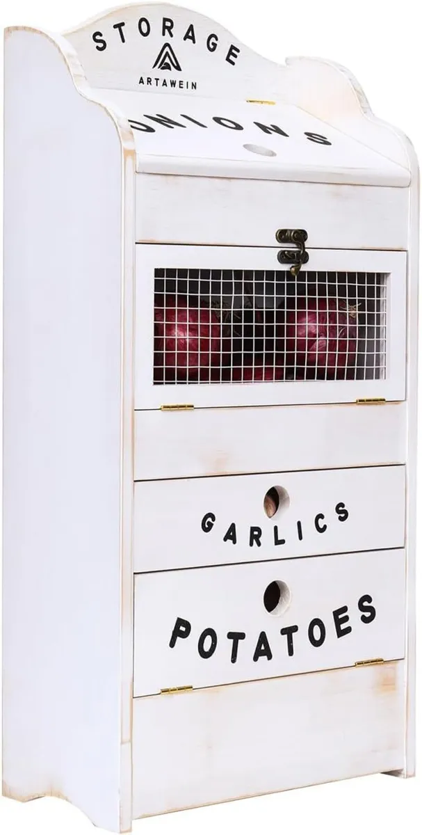 Pine Wood Veggie Bin for Potato Onion and 1 - Image 1