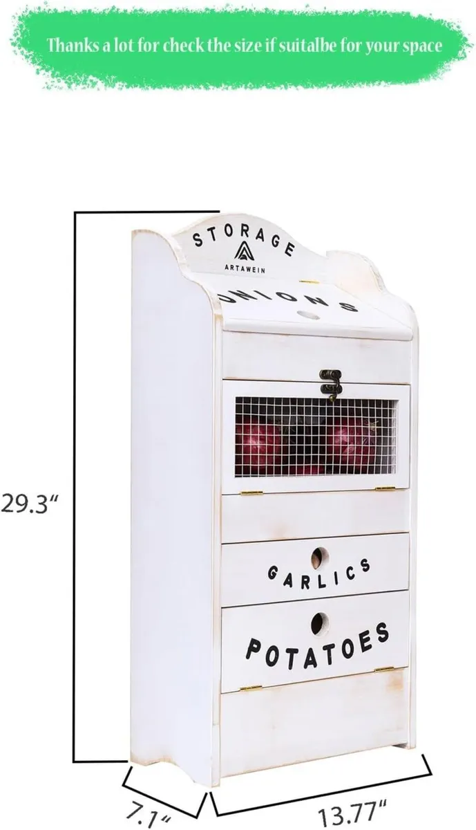Pine Wood Veggie Bin for Potato Onion and 1 - Image 3