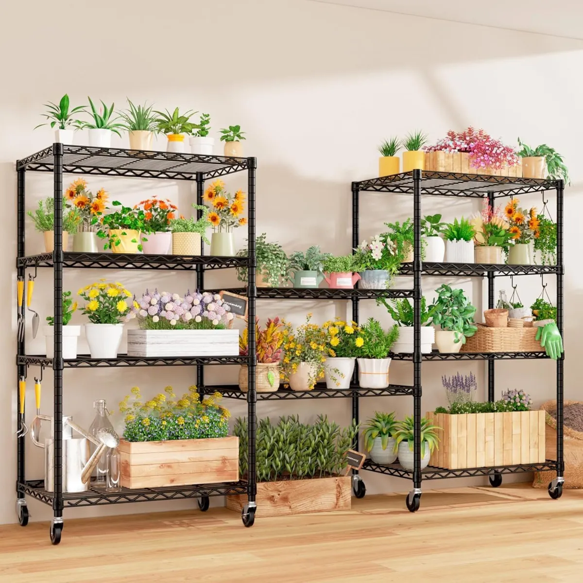 61cm x 46cm 183cm Wire Shelf with Wheels 5 Tier - Image 2