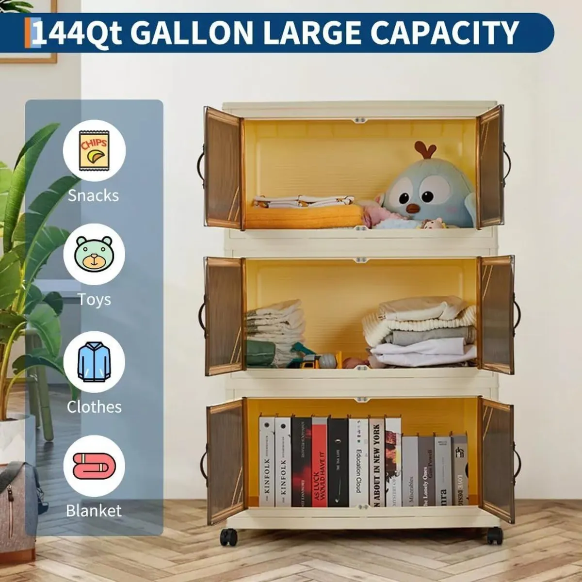 Foldable Wardrobe 28.3 x 15.3 44.9in Plastic - Image 4