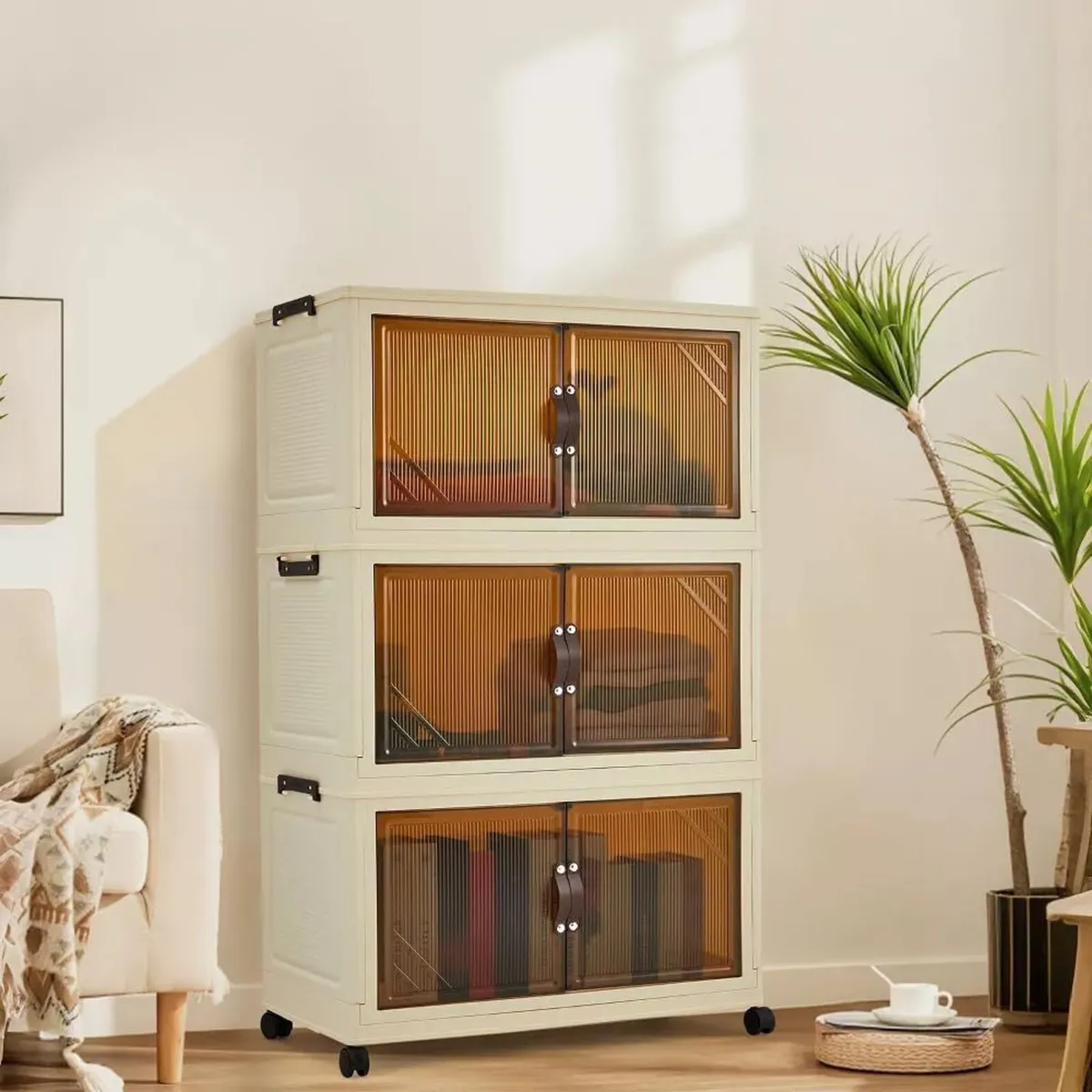 Foldable Wardrobe 28.3 x 15.3 44.9in Plastic - Image 1