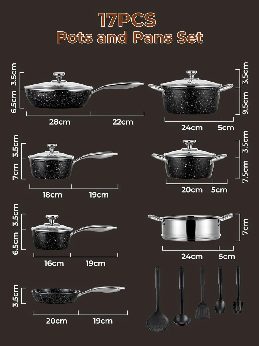 Nonstick Pots and Pans Set with Lids 17 PCS - Image 2