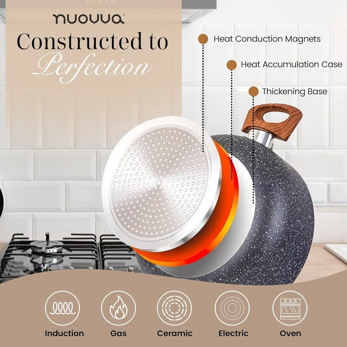 8-Piece Non-Stick Pots and Pans Set – Granite - Image 3