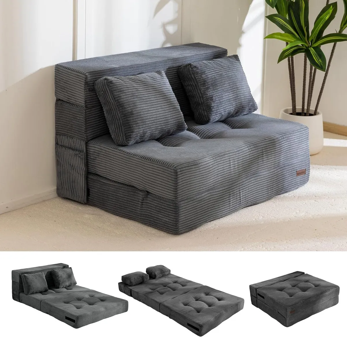 Folding Foam Sofa Bed Tri-Fold Mattress with 2 - Image 1