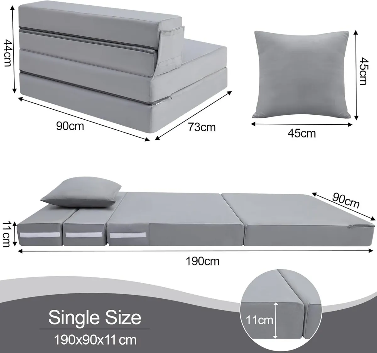 Folding Mattress Single High Density Foam Fold - Image 3