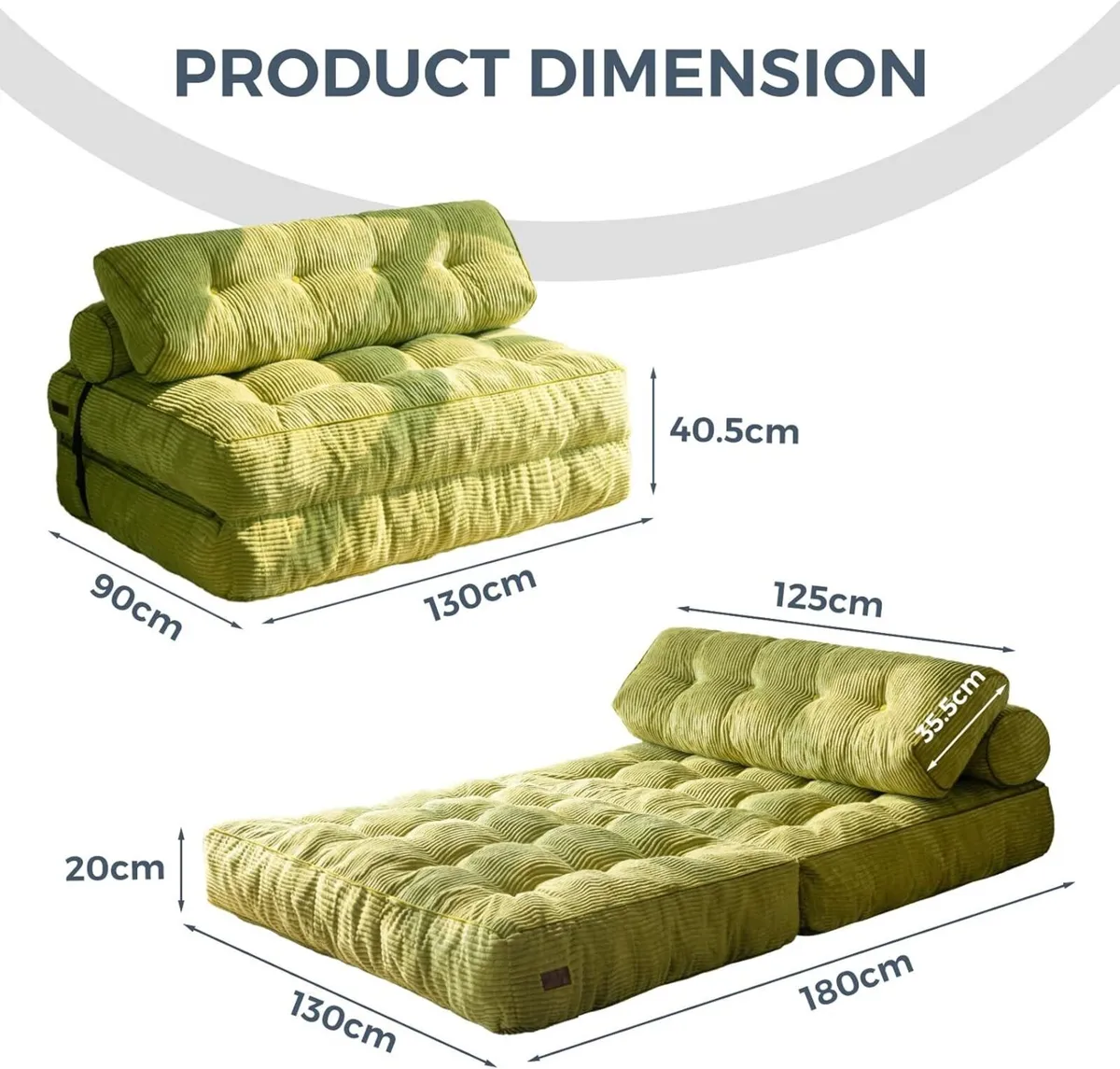 Folding Sofa Bed Convertible Sleeper Chair with - Image 2
