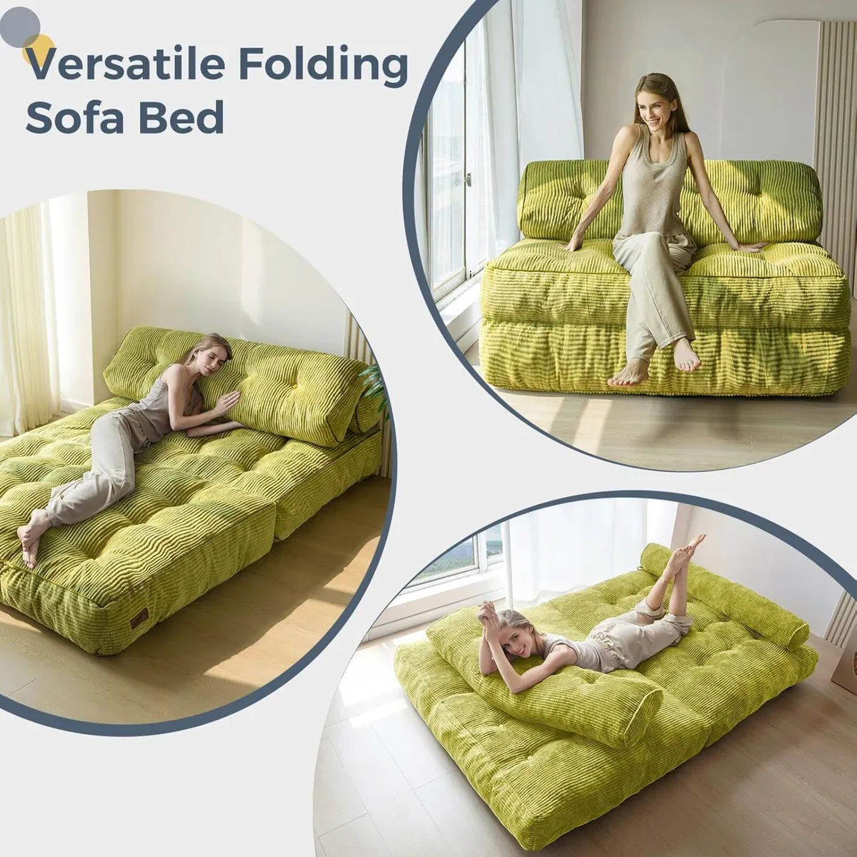 Folding Sofa Bed Convertible Sleeper Chair with - Image 4