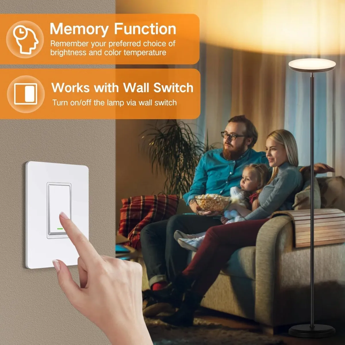 Smart LED Uplighter Floor Lamp Dimmable Bright - Image 4