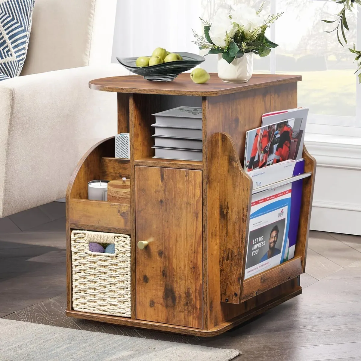 Rotating End Table with Storage Side Living Room - Image 1