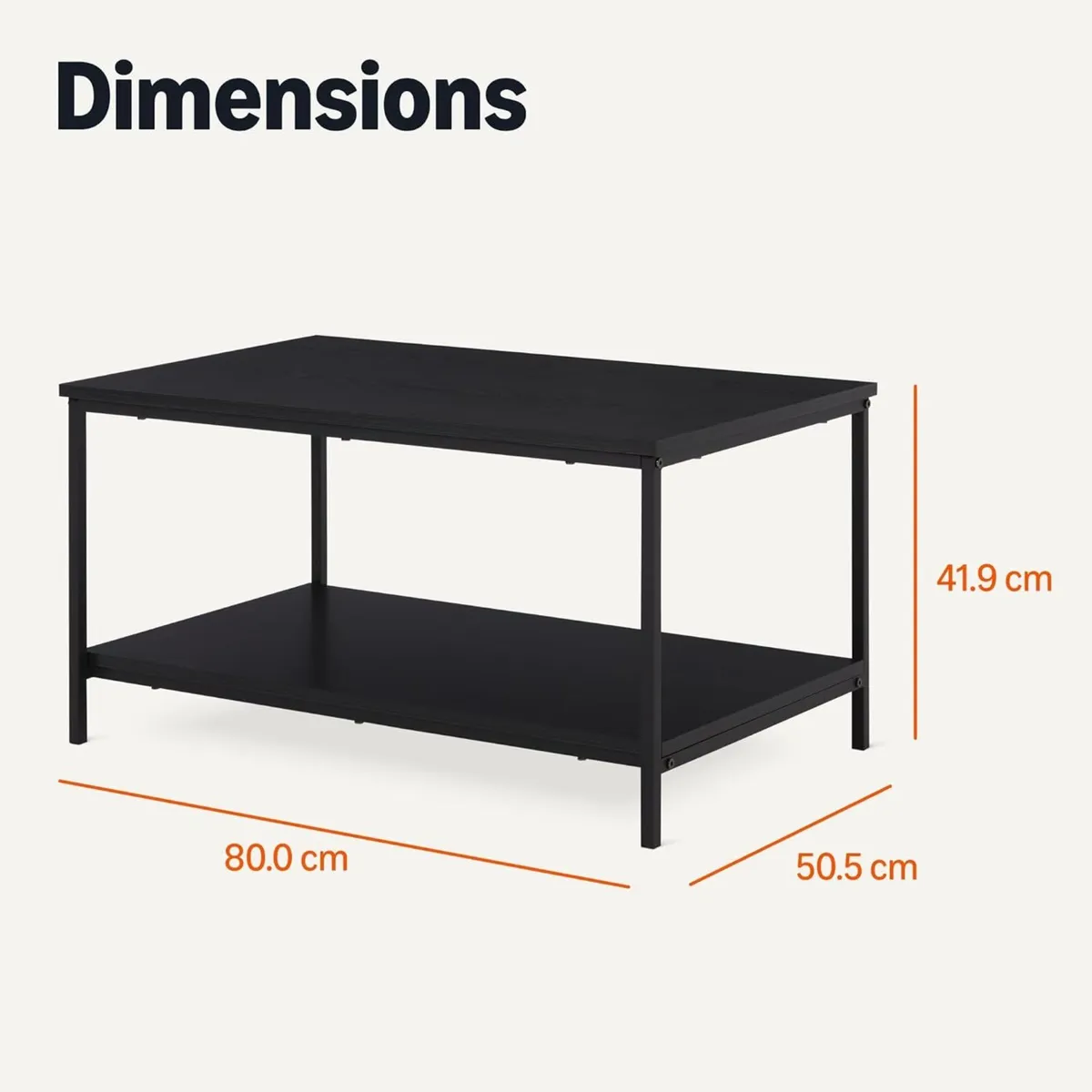 Coffee Table Rectangular with Bottom Shelf Living - Image 3
