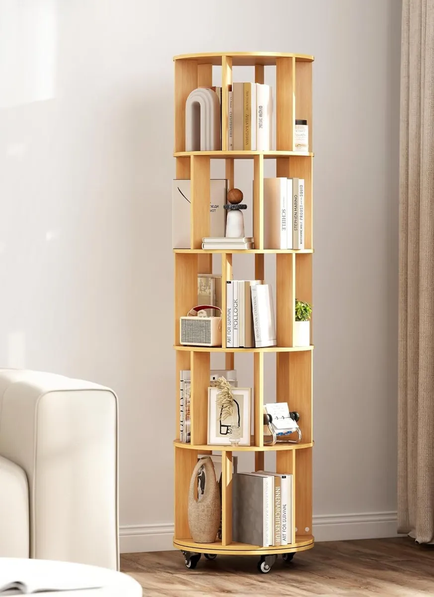 Rotating Bookshelf 5-Tier Corner Bookcase - Image 1