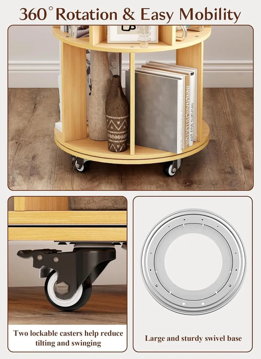Rotating Bookshelf 5-Tier Corner Bookcase - Image 4