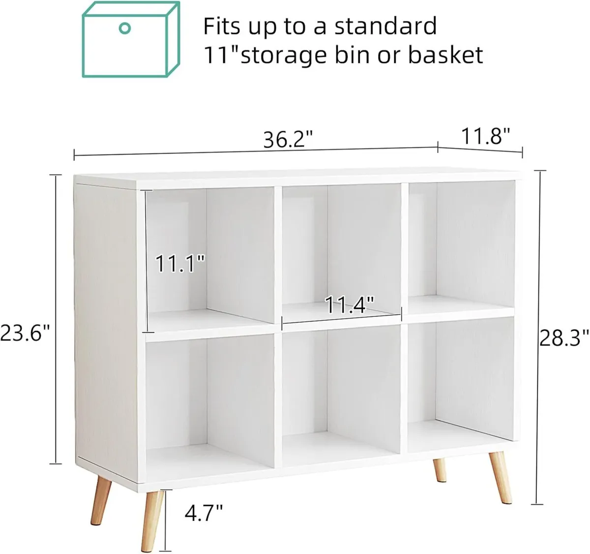 6-Cube Bookshelf 2 Tier Modern Bookcase with Legs - Image 3