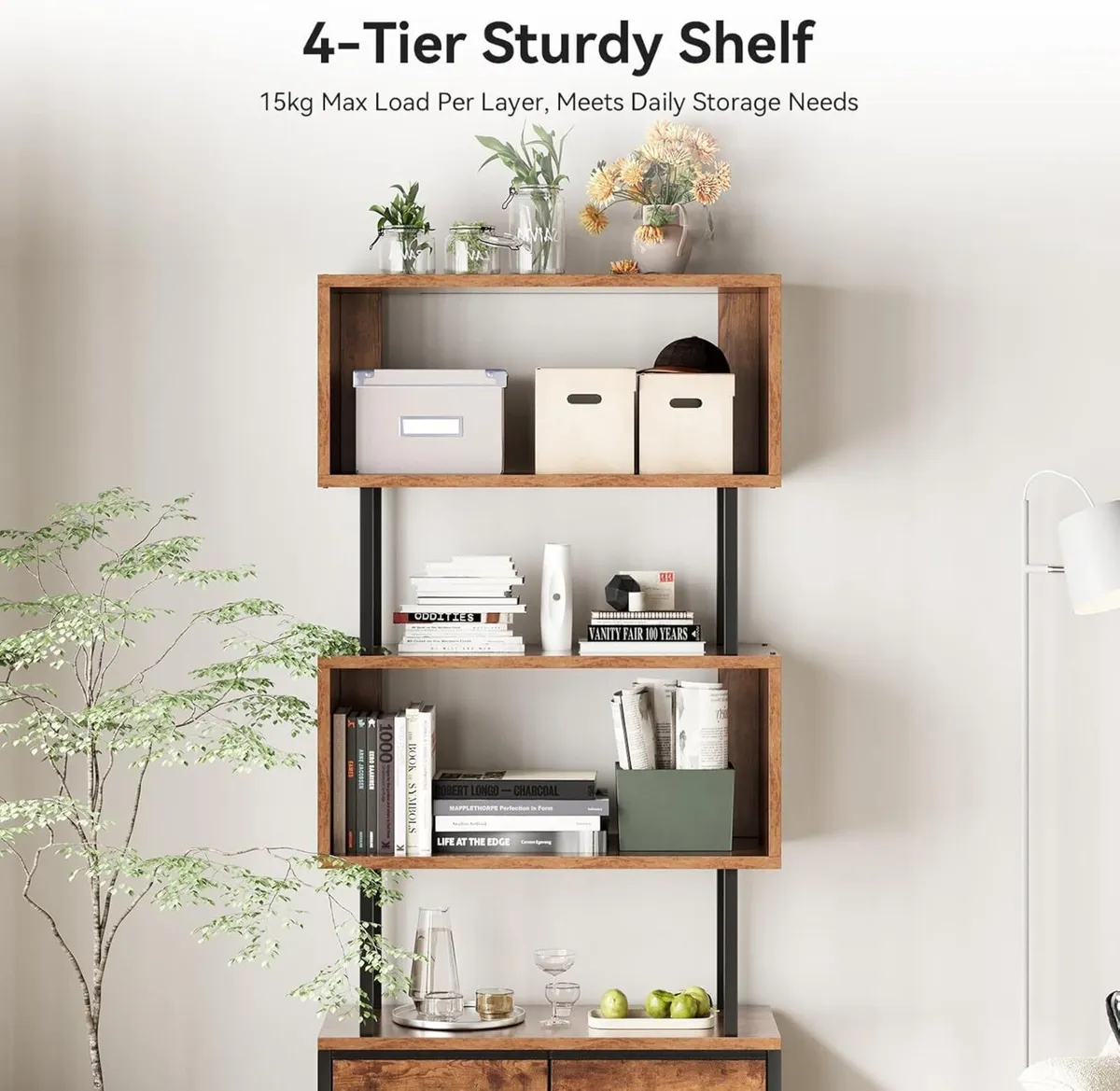 Shelves Book Shelf with 5 Bookcase 3 Fabric - Image 3