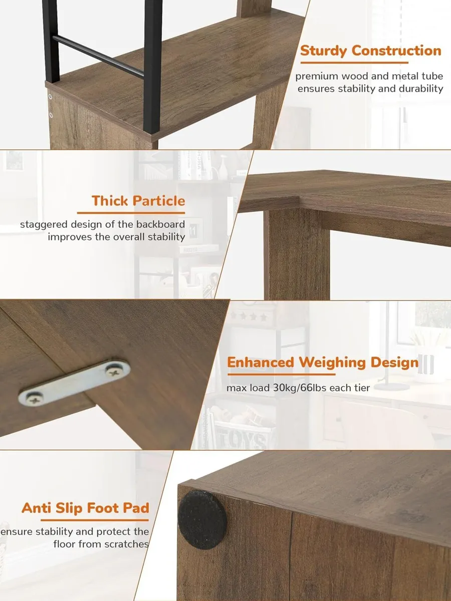 7-tier corner bookcase tall storage shelf 187 cm - Image 4