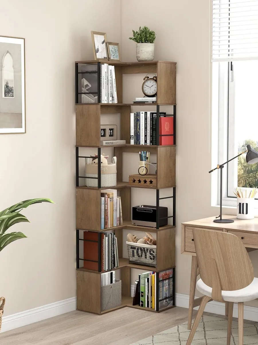 7-tier corner bookcase tall storage shelf 187 cm - Image 1