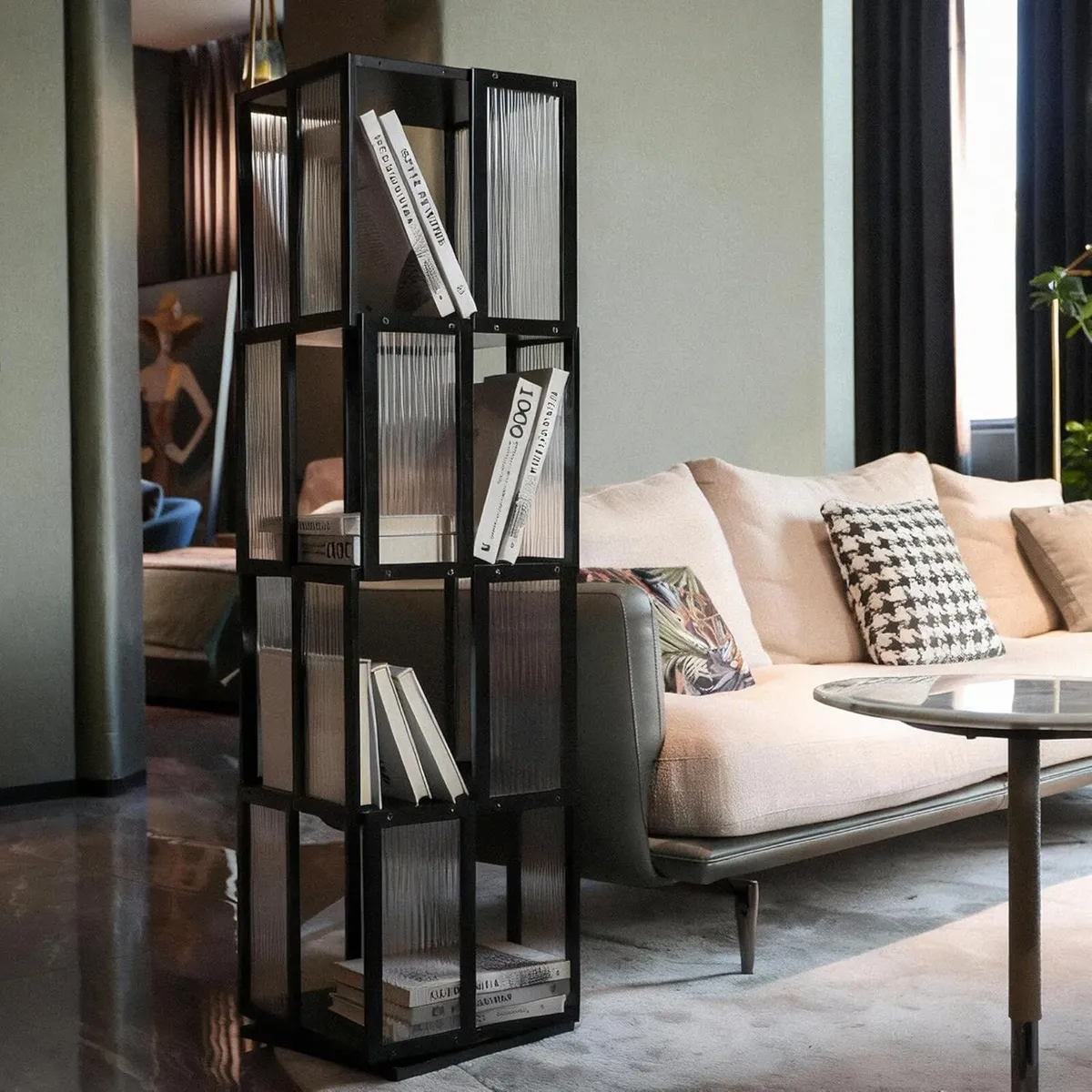 Solid Wood Rotating Bookshelf Tower 4 Tier，360degr - Image 2