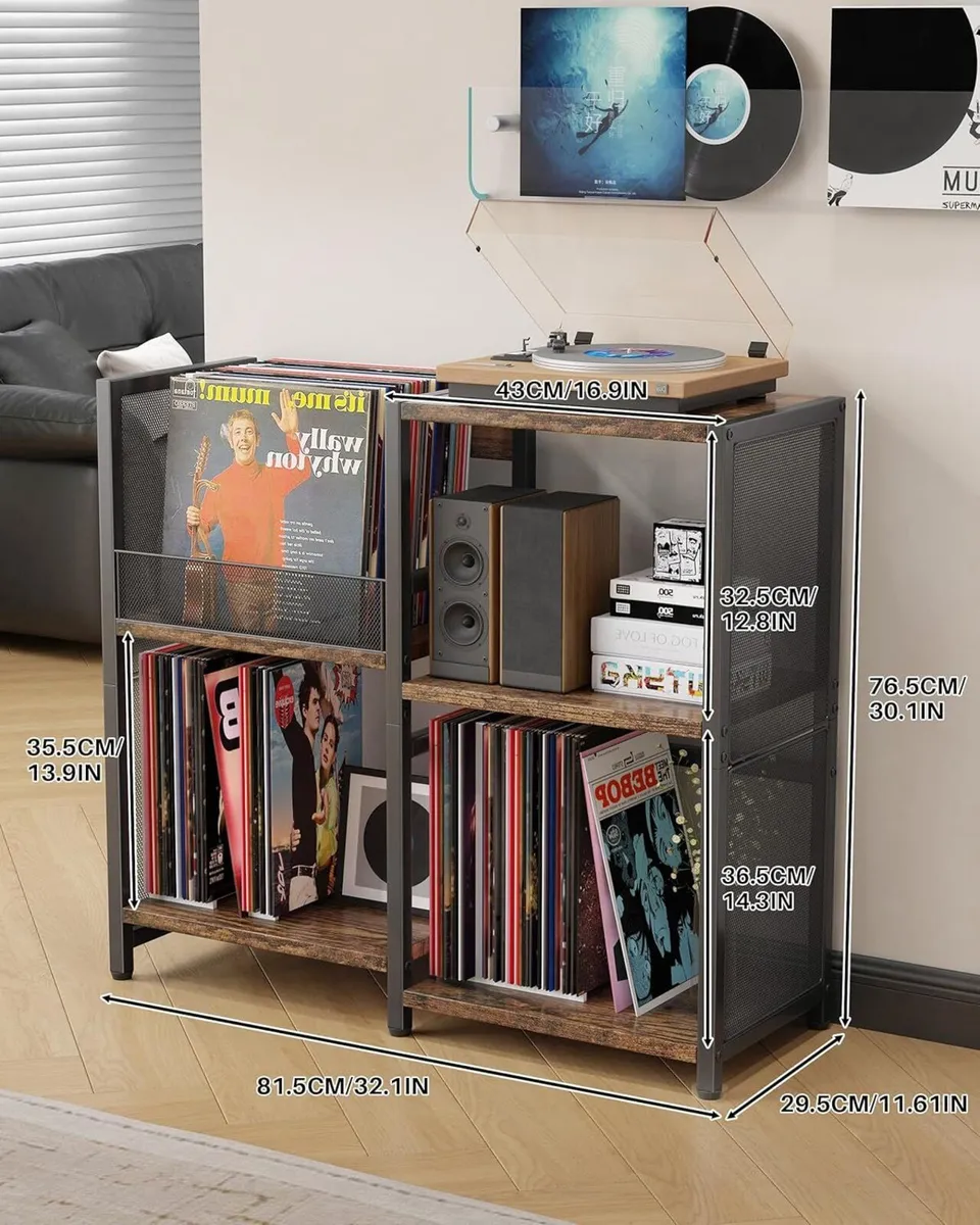 Record Player Stand Turntable with Vinyl Storage - Image 2
