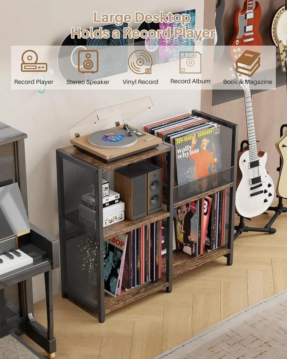 Record Player Stand Turntable with Vinyl Storage - Image 4