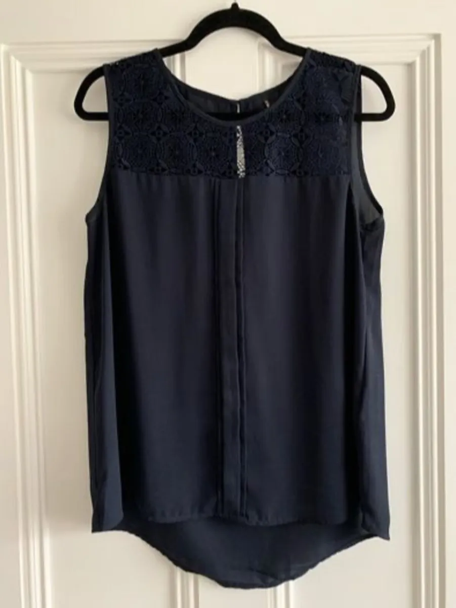 Ladies Tops/Clothes: Size 12  Navy Top (Only brand - Image 4