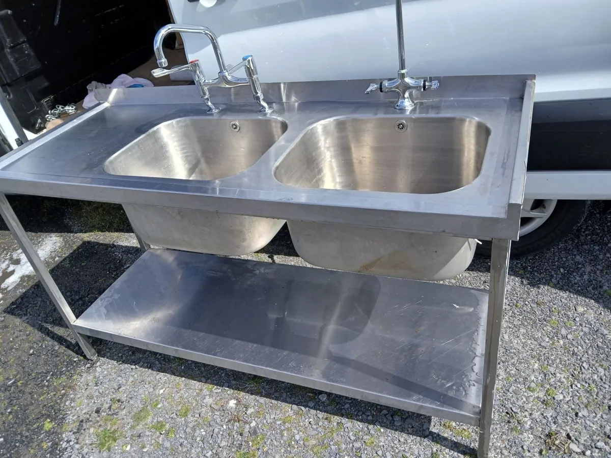Staneless steel cabbinet double sink unit complete - Image 3