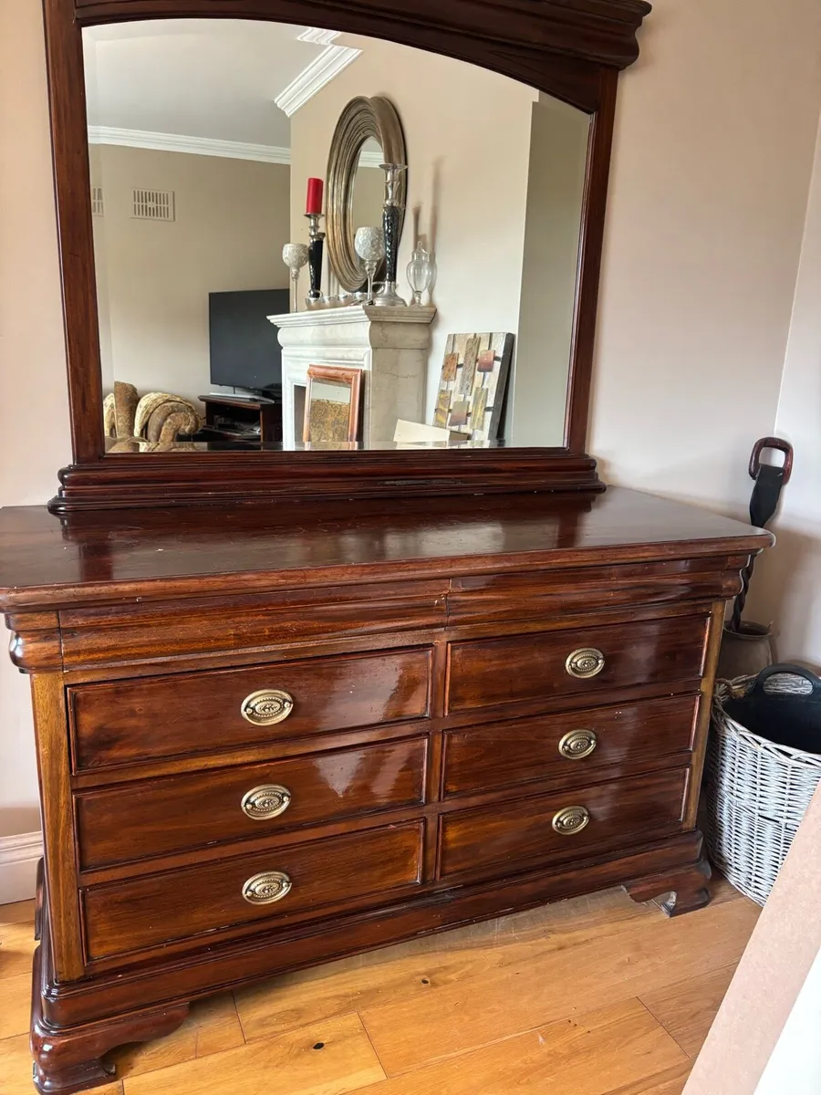 Solid mahogany vanity unit and mirror - Image 1