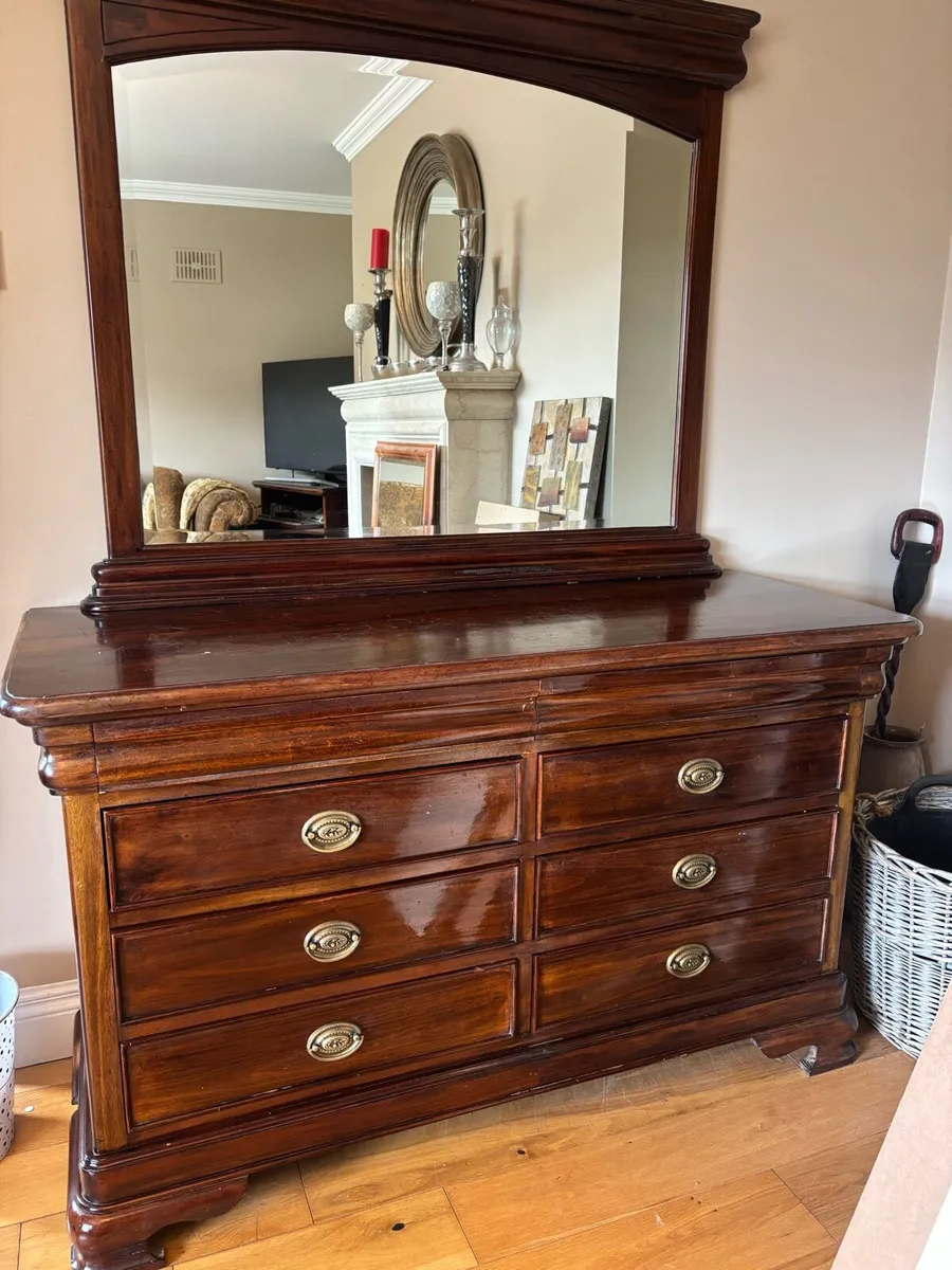 Solid mahogany vanity unit and mirror - Image 2