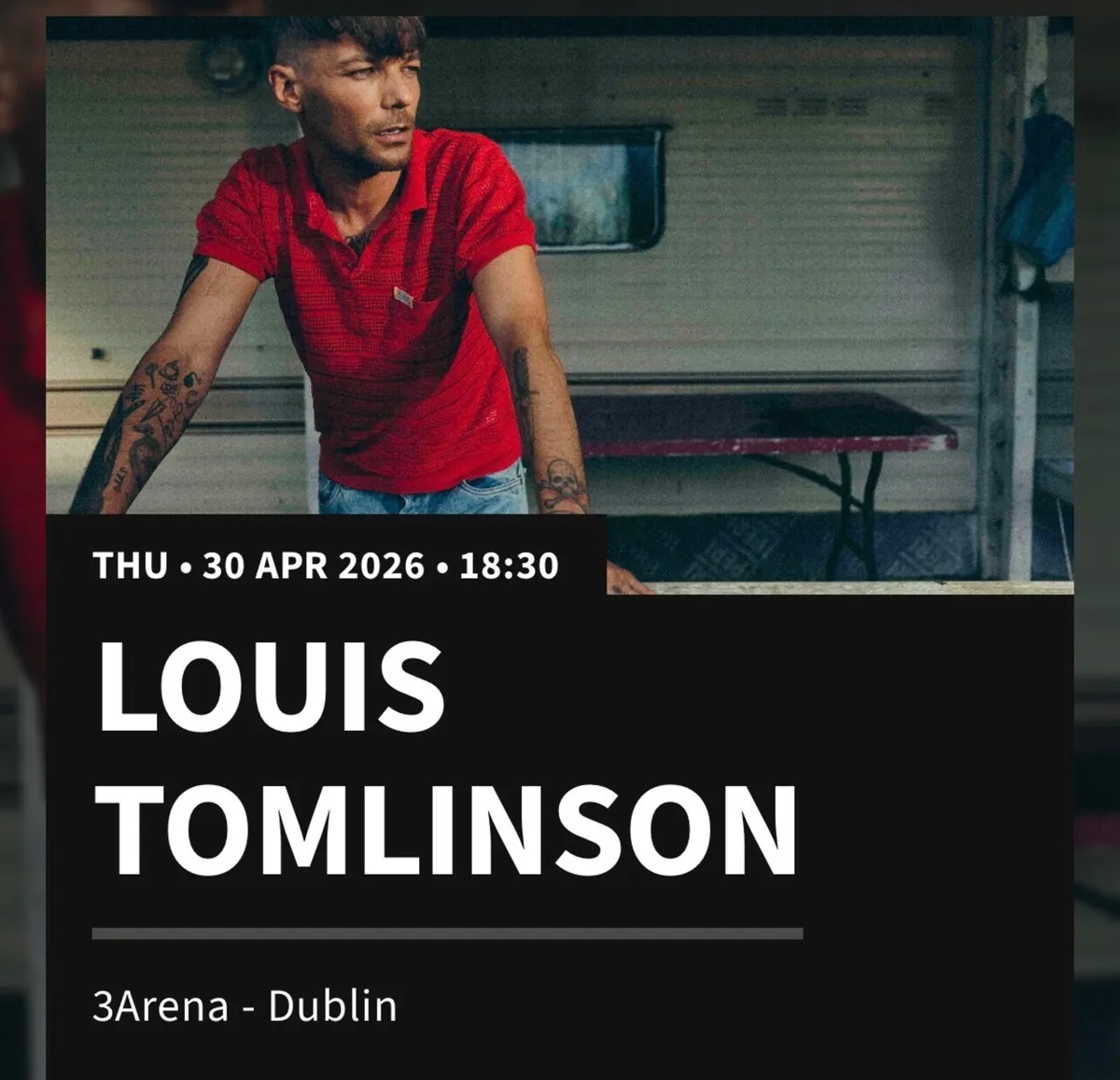 5x Excellent Seated Concert Ticket Louis Tomlinson