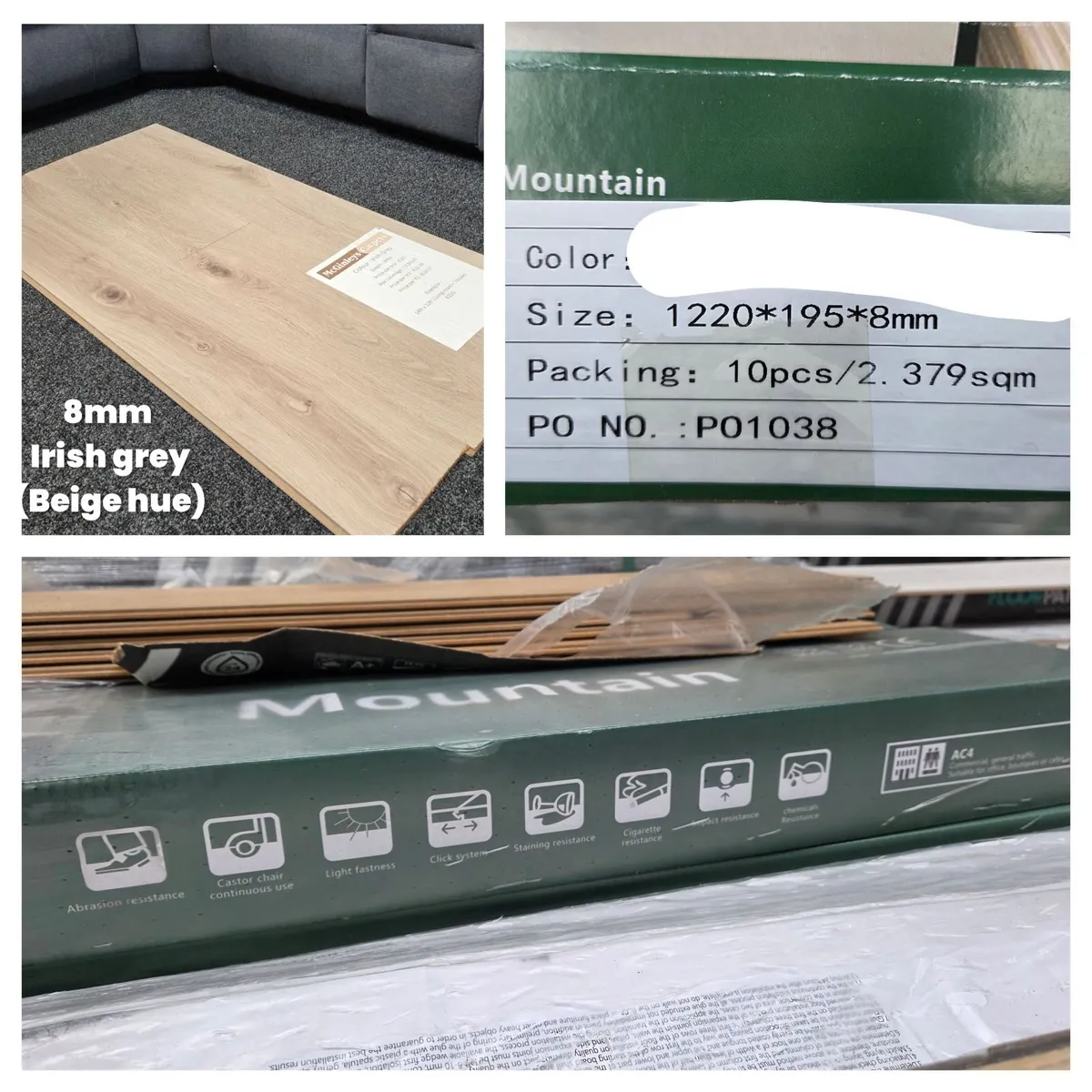 Irish grey click flooring  8mm - Image 2