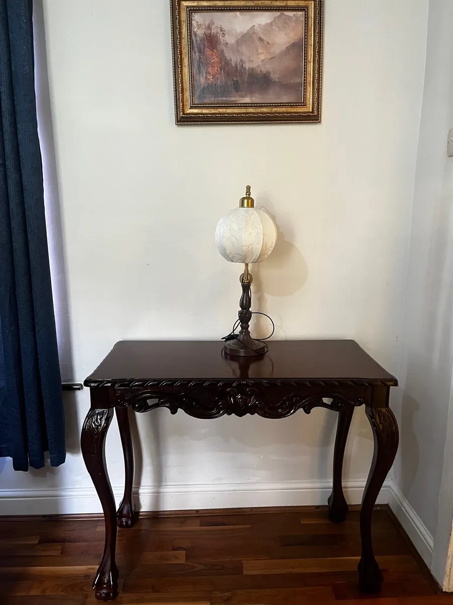 French Mahogany Ornate Console Table 19th Century - Image 1