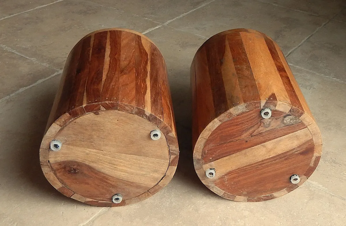 Pair of Vintage Handmade Wood Planters - Image 3