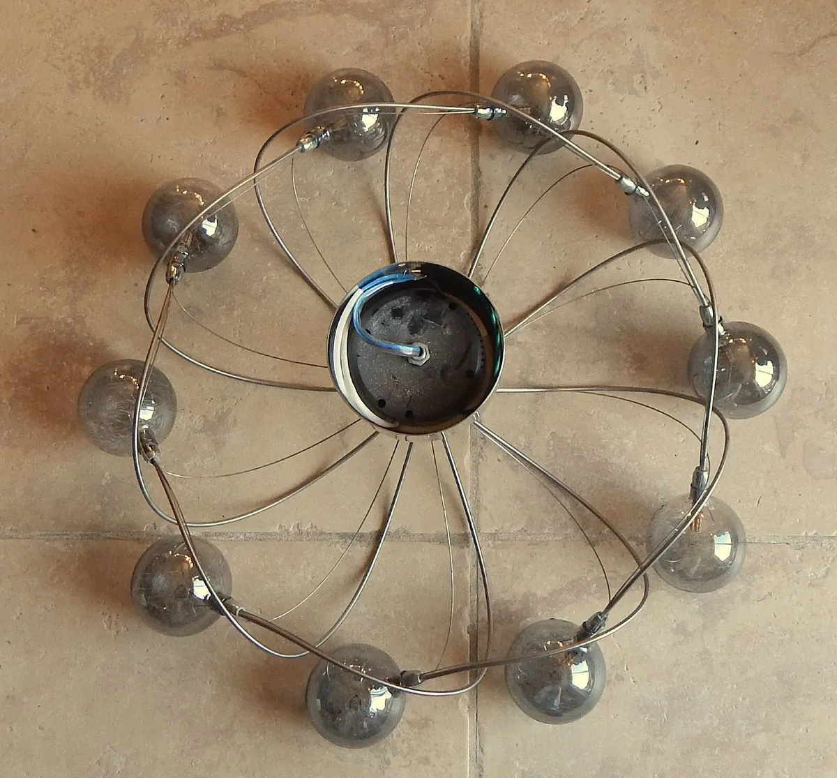 Chrome & Glass Ceiling Light, with Bracket - Image 3