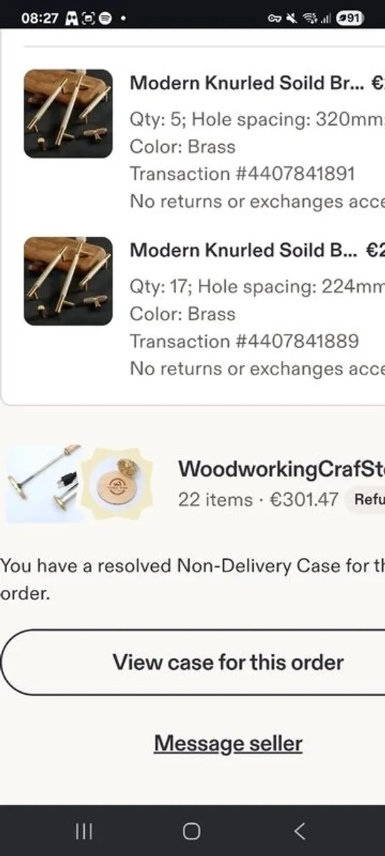 Cabinet/ Kitchen solid brass gold knurled handles x 23 in total - Image 3