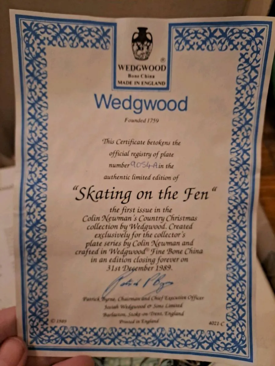 Wedgwood Collector Plate Skating on the Fen Boxed - Image 3